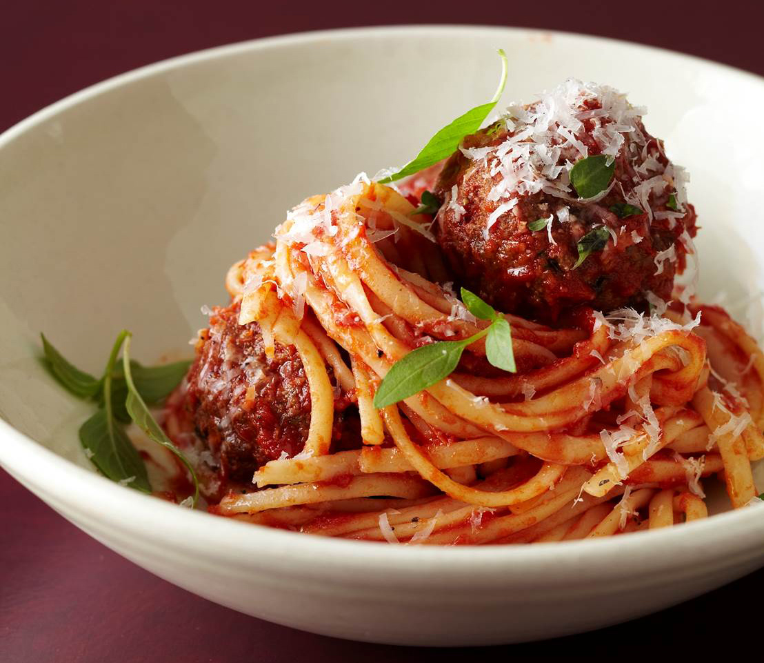 donatellas spaghetti and meatballs with spicy cherry tomato sauce